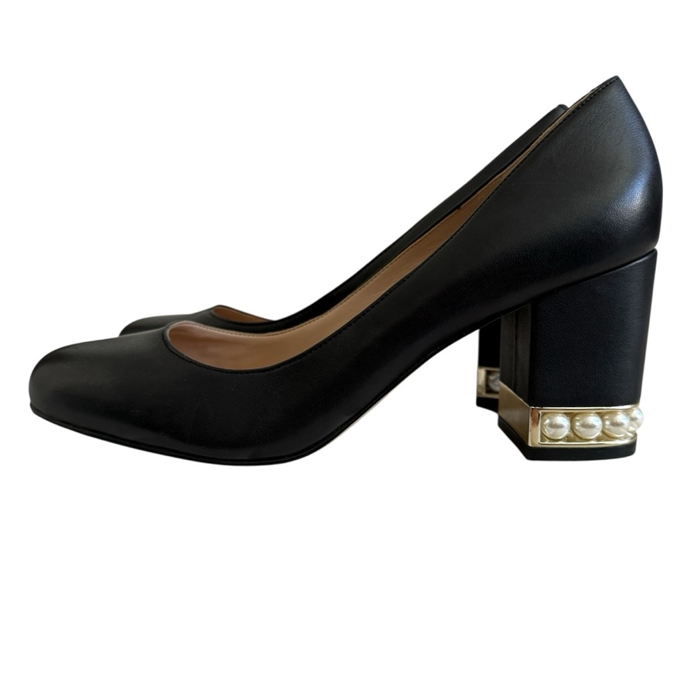 Karl Lagerfeld Paris Sally Pearl Block Chunky Round Toe Heel Size 8